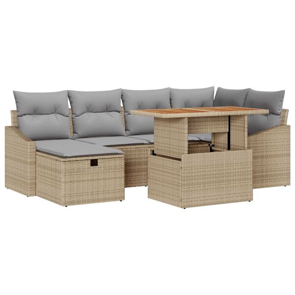 vidaXL Tuin Sofa Set 7 pcs Beige poly rattan