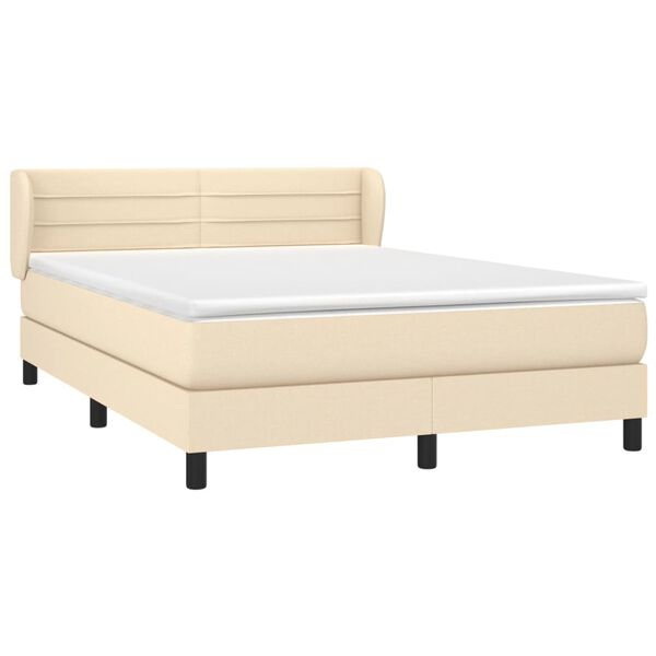 vidaXL Boxspring met matras stof cr&egrave;mekleurig 140x190 cm