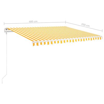 vidaXL Luifel handmatig uittrekbaar met LED 4x3,5 m geel en wit