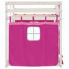 vidaXL Stapelbed met gordijnen 90x200 cm grenenhout roze