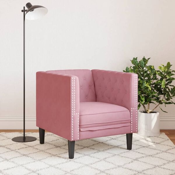 vidaXL Fauteuil Chesterfield-stijl fluweel roze