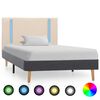 vidaXL Bedframe met LED stof cr&egrave;mekleurig en donkergrijs 100x200 cm