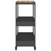 vidaXL Bartrolley 3-laags poly rattan en massief acaciahout zwart