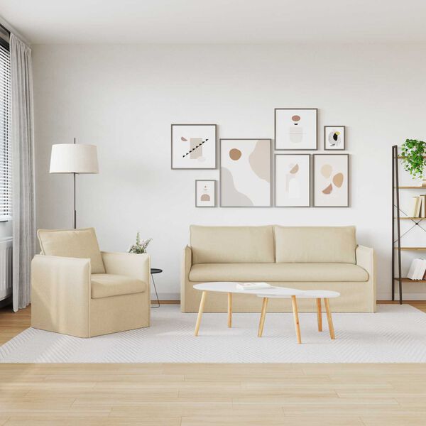 vidaXL Bank 2 pcs Cr&egrave;me 196 x 82 x 85 cm Stof