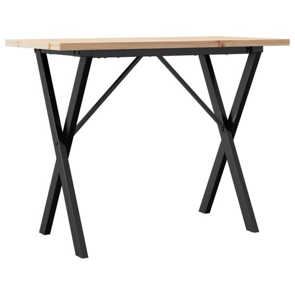 vidaXL Eettafel X-frame 100x50x75,5 cm massief grenenhout en staal