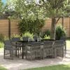 vidaXL Tuin eettafelset 9 pcs Grijs poly rattan