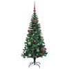 vidaXL Kunstmatig Voorverlicht Kerstboom Groen 150 cm PVC en Metaal