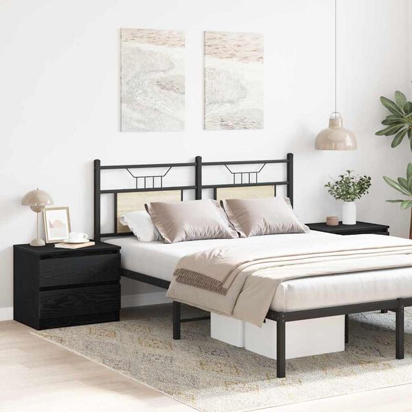 vidaXL Nachtkastje 2 pcs Zwart Eiken 50 x 40 x 43,5 cm Bewerkt hout