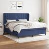 vidaXL Boxspring met matras stof blauw 180x200 cm