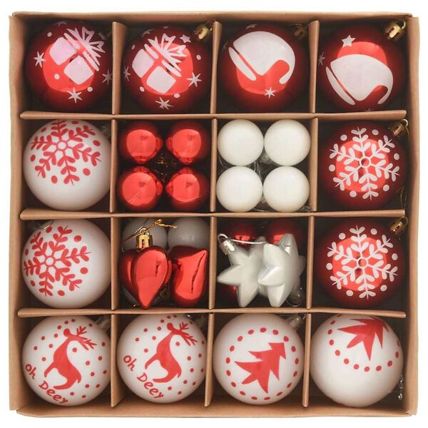 vidaXL Kerstbal Set 40 pcs Rood en Wit Kunststof