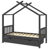 vidaXL Kinderbedframe met lade grenenhout donkergrijs 80x160 cm