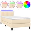 vidaXL Boxspring met matras en LED stof cr&egrave;mekleurig 80x200 cm