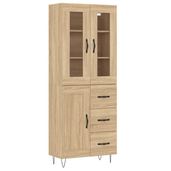 vidaXL Hoge kast 69,5x34x180 cm bewerkt hout sonoma eikenkleurig