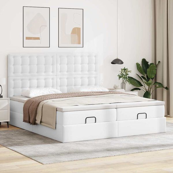 vidaXL Ottoman bed met matrassen en LED's 200x200cm kunstleer