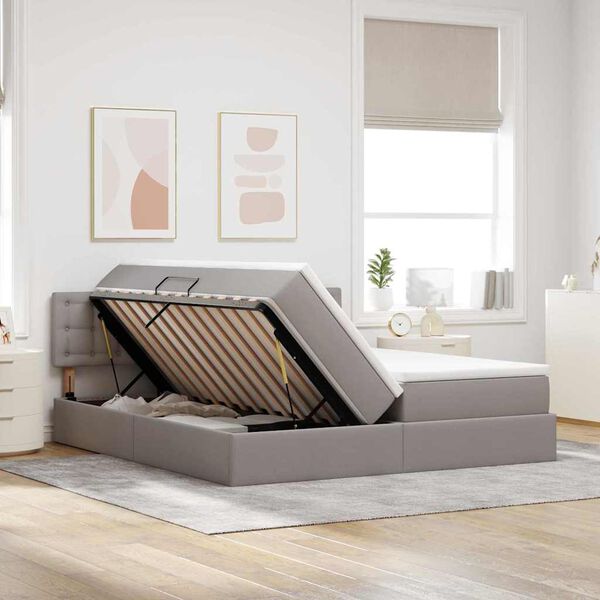 vidaXL Opslag bed met matras met opslag Taupe 180 x 200 cm Nep Leer