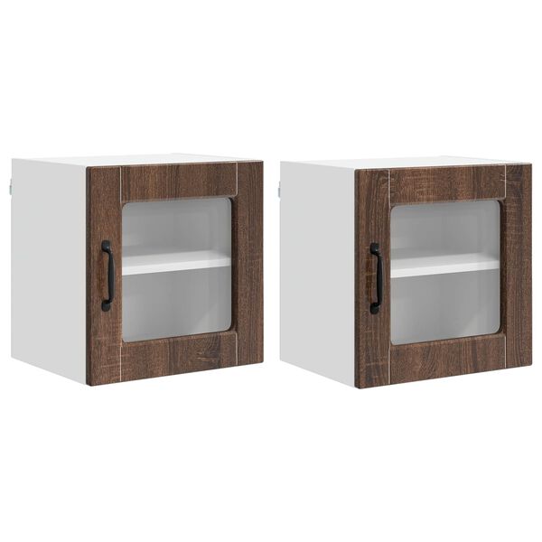 vidaXL Keukenkast 2 pcs Bruin Eiken 40 x 31 x 40 cm Bewerkt hout