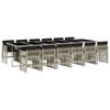 vidaXL 13-delige Tuinset met kussens poly rattan lichtgrijs