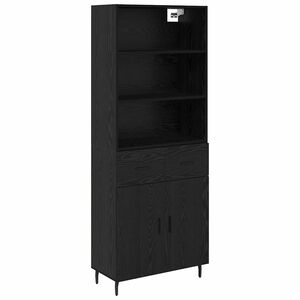 vidaXL Hoge kast 2 st Zwart Eiken 69,5 x 34 x 180 cm Bewerkt hout