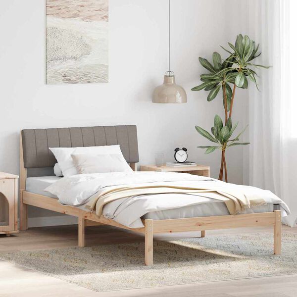 vidaXL Bedframe Bruin en taupe 100 x 200 cm Massief grenenhout