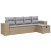 vidaXL 5-delige Loungeset met kussens poly rattan gemengd beige
