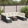 vidaXL Tuinbankenset met kussen 10 pcs Zwart poly rattan