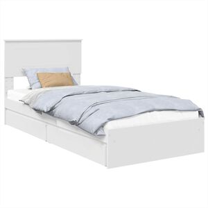 vidaXL Opslag bed met hoofdeinde met lade Wit 75 x 190 cm Bewerkt hout