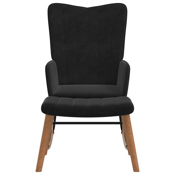 vidaXL Schommelstoel met voetenbank fluweel zwart