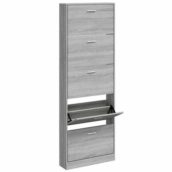 vidaXL Schoenenkast 59x17x169 cm bewerkt hout grijs sonoma eikenkleur