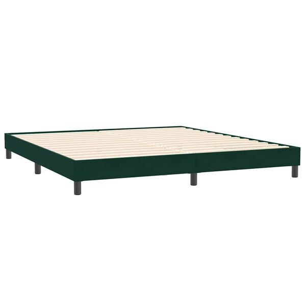 vidaXL Bed boxspring zonder matras 200x210 cm fluweel donkergroen