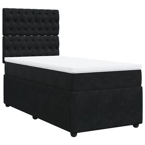 vidaXL Boxspring met matras fluweel zwart 80x200 cm