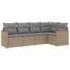 vidaXL 5-delige Loungeset met kussens poly rattan gemengd beige