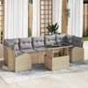 vidaXL Tuin Sofa Set met kussen met opslag 8 pcs Beige Poly Rattan