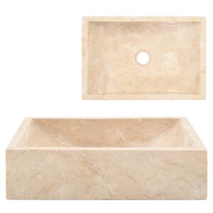 vidaXL Gootsteen 45x30x12 cm marmer hoogglans cr&egrave;mekleurig