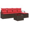 vidaXL Bankstel 6 st Bruin en Rood poly rattan