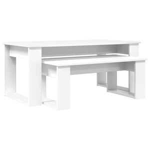 vidaXL Koffietafel Set 2 pcs Wit Bewerkt hout