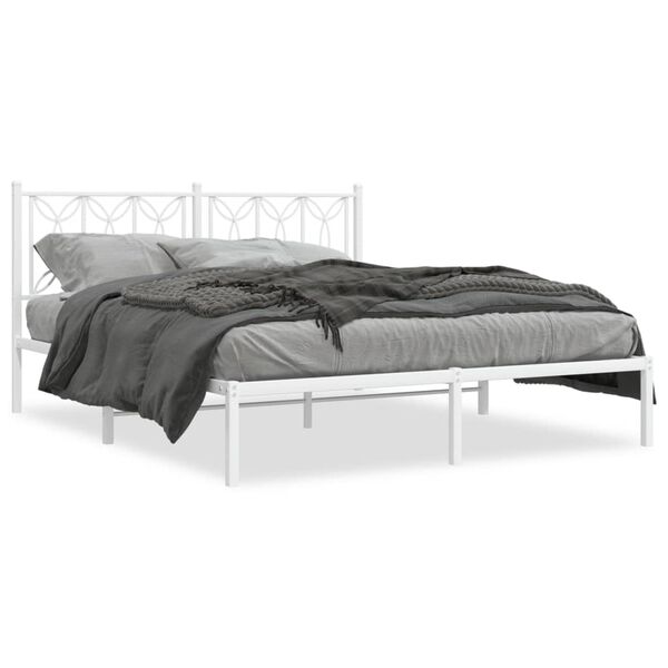 vidaXL Bedframe met hoofdbord metaal wit 160x200 cm