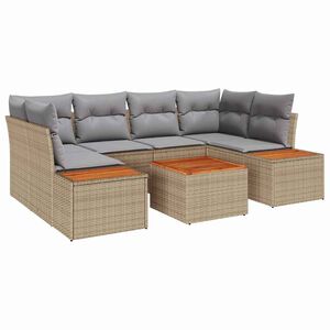 vidaXL Tuinbankenset met kussen 6 pcs Beige Poly riet