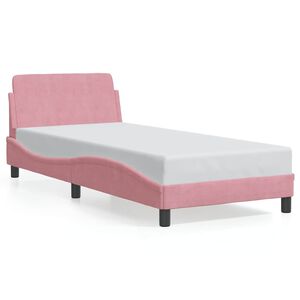 vidaXL Bedframe met hoofdeinde "Dover" 90x200 cm fluweel roze
