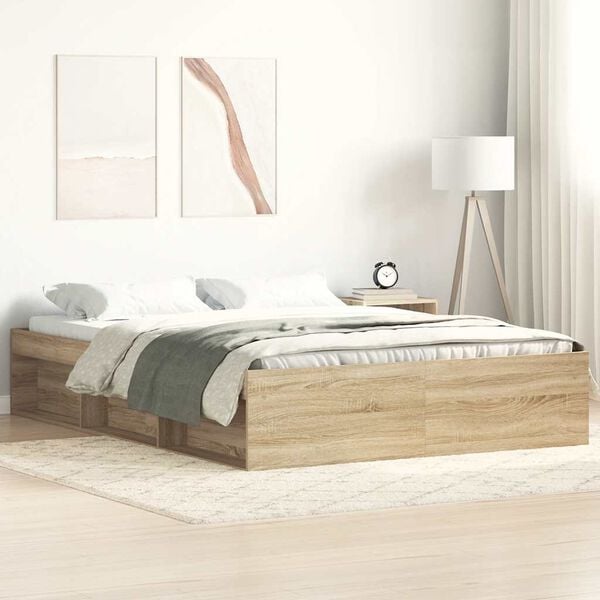 vidaXL Bedframe sonoma eikenkleurig 135x190 cm Double