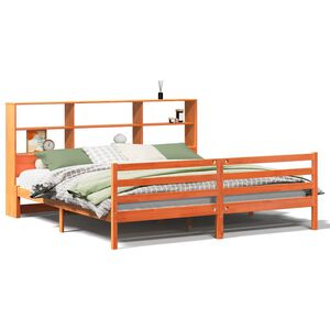vidaXL Bed met boekenkast zonder matras hout wasbruin 200x200 cm