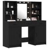 vidaXL Make-up tafel set met LED 3 pcs Zwart Eiken Bewerkt hout