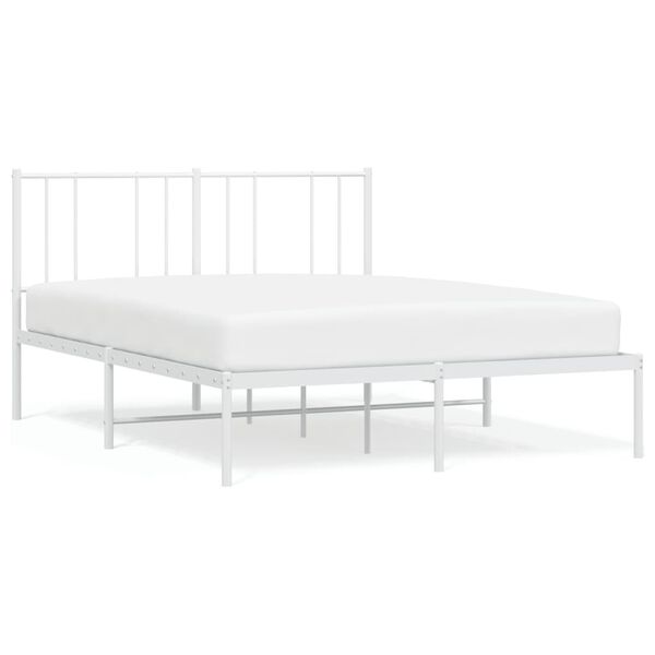 vidaXL Bedframe met hoofdbord metaal wit 120x190 cm