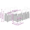 vidaXL 9-delige Bistroset met kussens poly rattan grijs