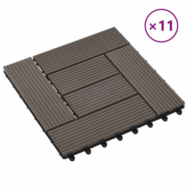 vidaXL Terras Tegel 11 pcs Donkerbruin 30 x 30 cm WPC