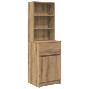 vidaXL Nachtkastje 39x35x125 cm bewerkt hout artisanaal eikenkleur