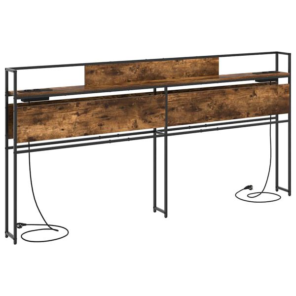 vidaXL Opberghoofdbord met plank Gerookt eiken 200 cm Bewerkt hout