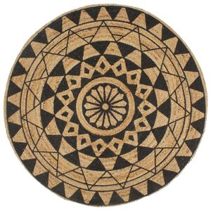 vidaXL Vloerkleed handgemaakt met zwarte print 90 cm jute