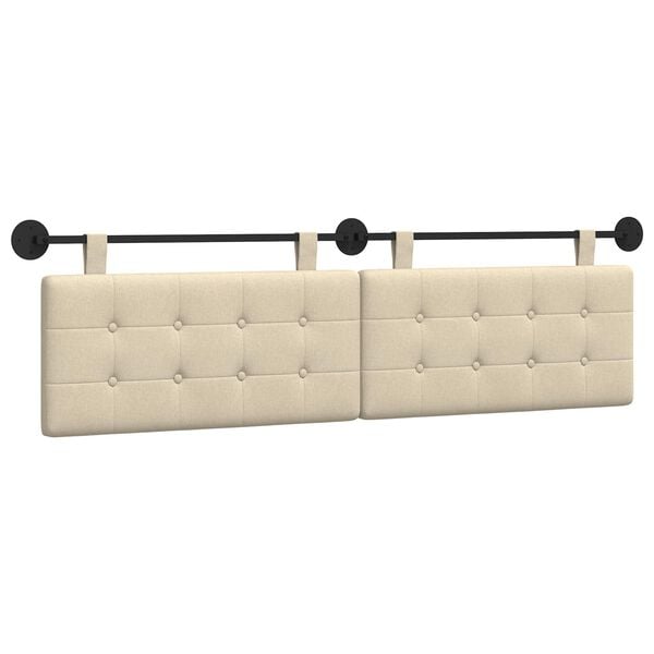 vidaXL Hangend Hoofdeinde Wandgemonteerd Cr&egrave;me 190 x 55 x 5 cm Stof