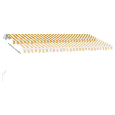 vidaXL Luifel handmatig uittrekbaar met LED 450x350 cm geel en wit