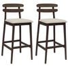 vidaXL Barkruk 2 st Lichtbruin en Beige Massief Rubberhout en Stof